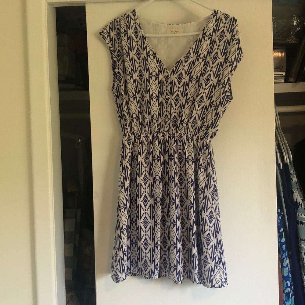 White and blue mini dress